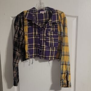 Mudd Multicolor Plaid Cropped Blazer